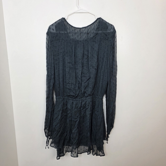 Free People Black Long Sleeve Dahlia Drop Waist Dark Romantic Mini Dress Size S - Picture 4 of 7